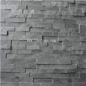 Black Color Natural Culture Slate Stone Exterior Wall Panel Veneer Tiles