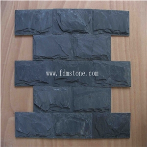 Black Exterior Wall Slate Mushroomed Stone, Mushroomed Cladding