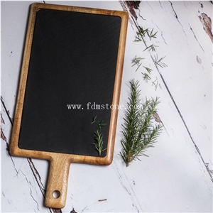 Black Slate Chalk Board with Wood Frame