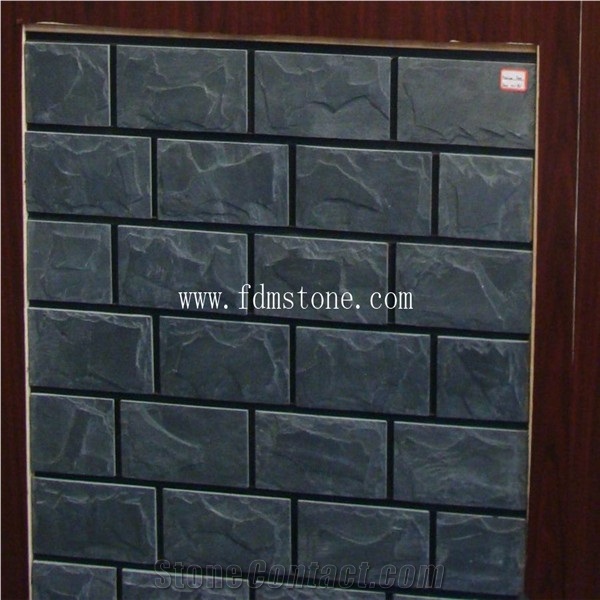 Black Slate Wall Mushroom Stone, Cheap Slate Tile