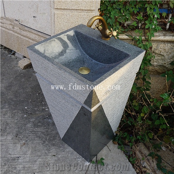 Cheap Black Granite Stone Bathroom Basins Vessel Art Sink,Rectangle Sinks,Square Basins
