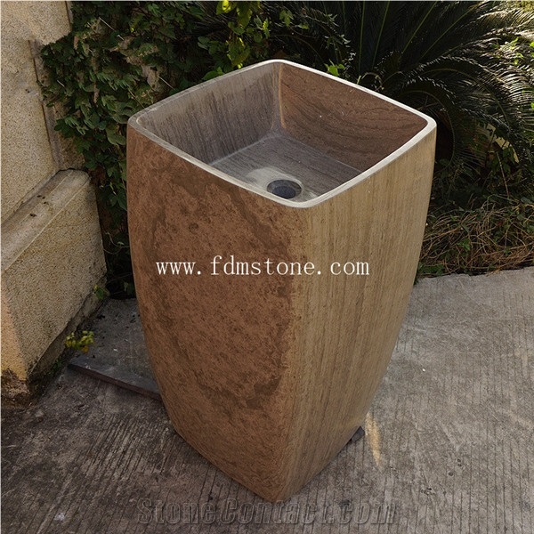 Cheap Grey Granite Pedestal Sinks Wash Basins for Bathroom Design