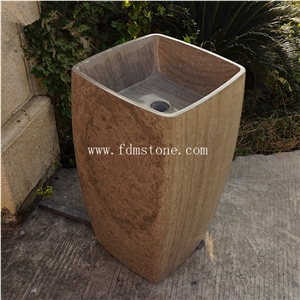 Cheap Grey Granite Pedestal Sinks Wash Basins for Bathroom Design
