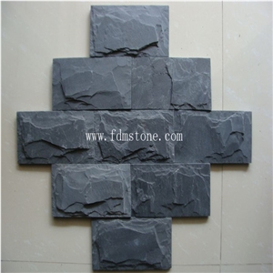 Cheap Natural Black Slate Stone Mushroom Wall Cladding