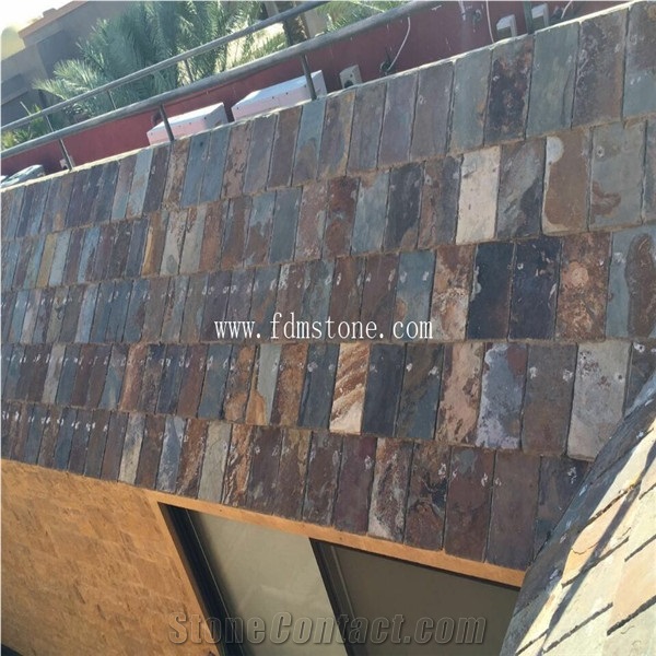 Cheap Natural Split Surface Finishing Multicolour Rusty Stone Slate Roof Tiles