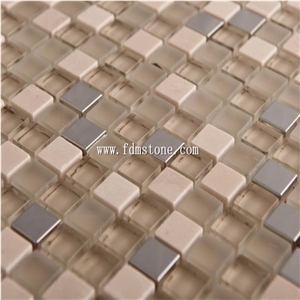 Cheap Price Decorative, Square Pattern Glass Mix Stone Mosaic Tile for Exterior Tiles,Interior Tiles Usage