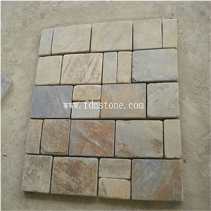 China Black Stone Floor Tile Tumbled Stone Landscaping Slate Rock,Patio Tumbled Slate