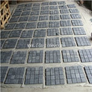 Erosion Resistance Antacid Natural Rusty Brown Slate Cube Stone with Mesh Backing, Fan Pattern Cobblestone