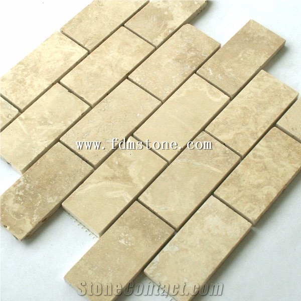 Irregular Antique Limestone Mosaic Tile,Brick Pattern Mosaic Tile for Wall