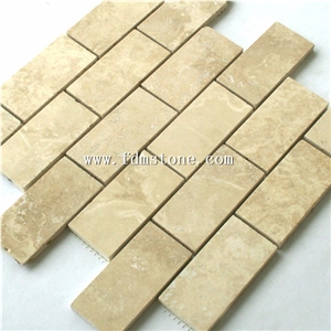 Irregular Antique Limestone Mosaic Tile,Brick Pattern Mosaic Tile for Wall