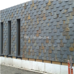 Jiujiang Factory Popular Dark Black Grey Rectangle Square Stone Roofing Slate Stone Roof Tiles