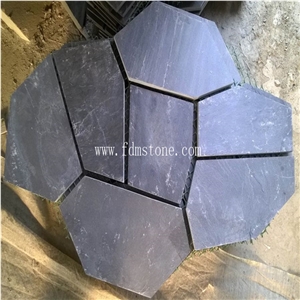 Landscaping Black Stone Floor Slate Tiles Flag Mat Stone,Meshed Paver,Patio Paving Tiles