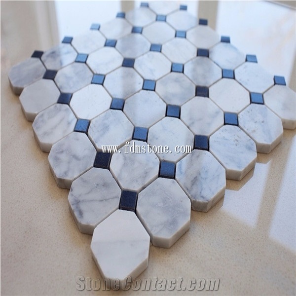 Mosaic Design Star Pattern White Marble Mosaic Tile for Kitchen and Bathroom