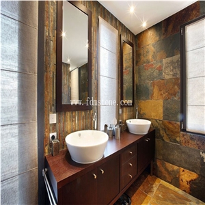 Natural Chinese Rusty Slate Tile Stone Mosaic Pattern for Bathroom Design