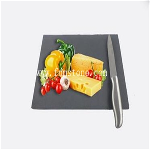Natural Edge Black Rectangle Slate Chopping Board,Cheese Cutting Set Slate Stone Chopping Block