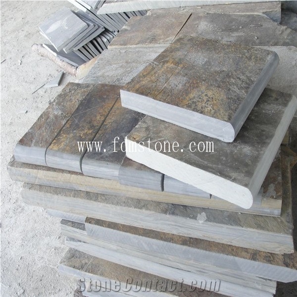 Natural Split Surface Rusty Stone Veneer Slate Non Slip Stair Treads