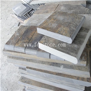 Natural Split Surface Rusty Stone Veneer Slate Non Slip Stair Treads