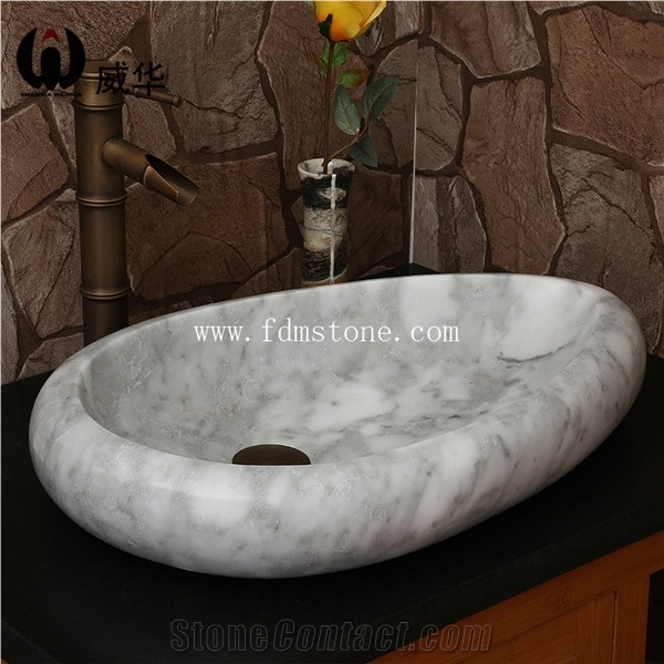 Natural Stone Yellow Limestone Bathroom Round Wash Basins