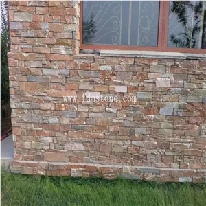 Natural Yellow Landscaping Slate Rock Cement Stone，Stacked Veneer Panel