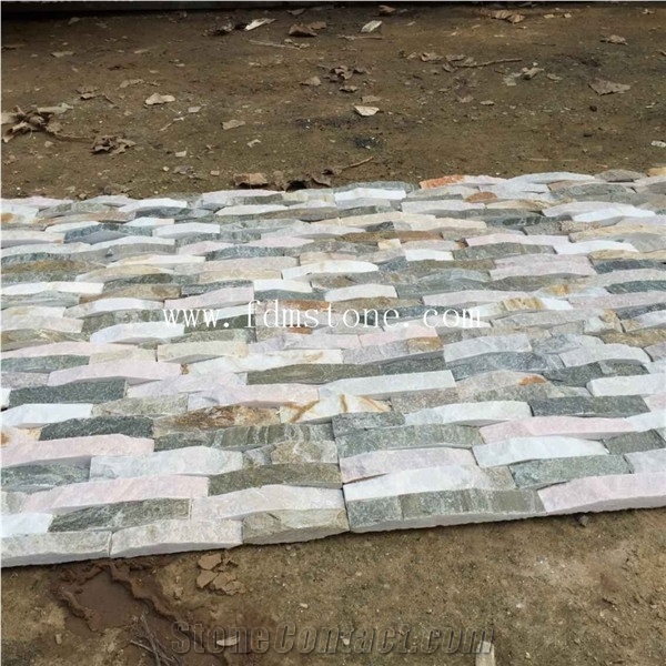Natural Yellow Landscaping Slate Rock Cement Stone，Stacked Veneer Panel from China