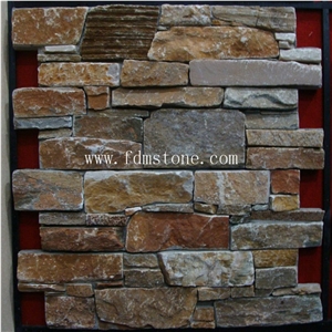 Natural Yellow Slate Stone Veneer Panels Lowes Wall Stone Decor Cement Board