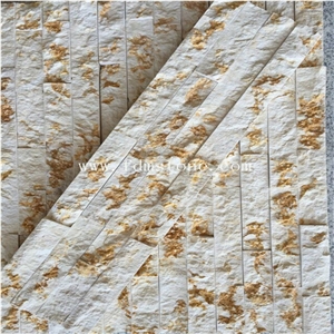 Nature Sunny Yellow Marble Cultured Stone, Split Wall Cladding Stacked Stone Decorative Veneer,Z Shape Panel Ledgestone