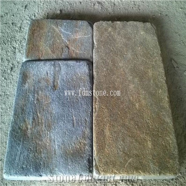 Rust Slate Tumbled Stone,Multicolor Slate Paving Stone, Patio Flooring Pavers,Slate Tumbled Tile