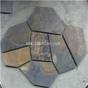 Rustic Brown Irregular Fan Shape Natural Slate Stone Outdoor Floor Pavers