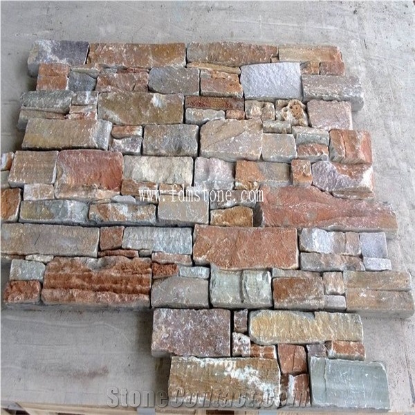 Rusty Color Natural Rustic Slate Cultural Stone Wall Cladding,Cultured Stone Stacked Stone
