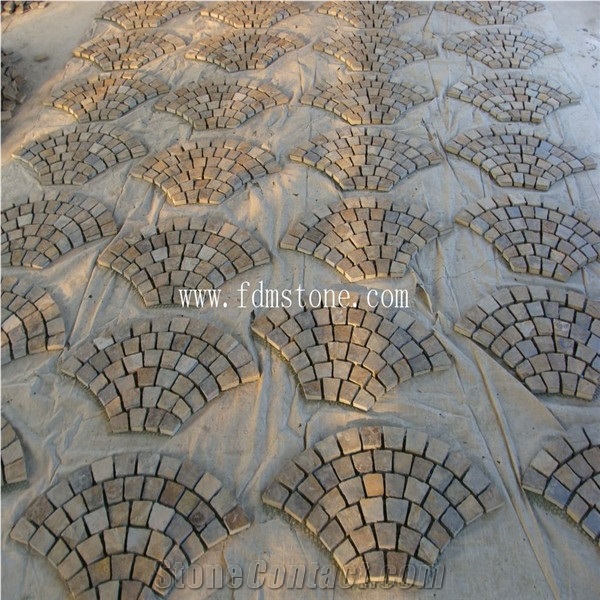 Tumbled Slate Paver Meshed Cobblestone,Squared Tumbled Garden Stone Paving Tiles