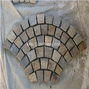 Tumbled Slate Paver Meshed Cobblestone,Squared Tumbled Garden Stone Paving Tiles