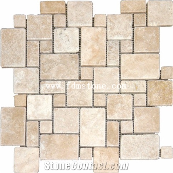 Versailles Pattern Travertine Flooring And Walling Tiles Kitchen