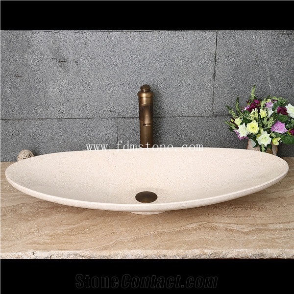 Wholesale White Marble Oval Washing Basin,Stone Sink,Stone Basin