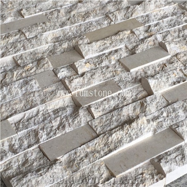 Z Shaped Beige Culture Stone for Interior Wall Decorative,Split Wall Column, Brick Stacked Stone for Wall