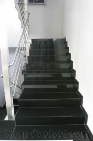 Black Granite Stair Steps&Riser,Polished Granite Staircase,Black Granite Deck Stair Treads