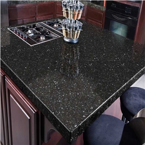 Black Kitchen Desk Top,Quartz Kitchen Countertop,Worktops