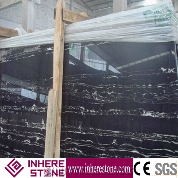 Black Silver Dragon Marble, Black Marble Slab, Black Marble with White Veins Marble