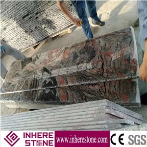 China Multi-Color Red Grey Granite Polished Stair, Riser with Anti-Slip Line