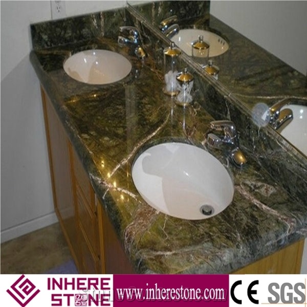 Chinese Mirage Green Bathroom Vanity Top/ Green Glory Single Sink Bathroom Tops/ Fancy Green Countertops