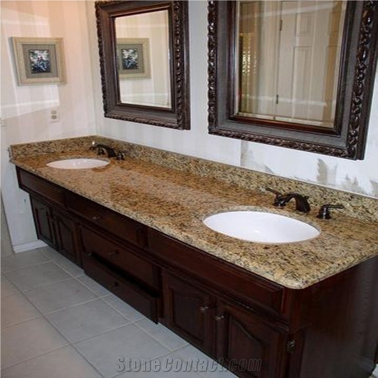 Custom Bathroom Vanity Top, Fantasia Salmon Granite Bathroom Countertop
