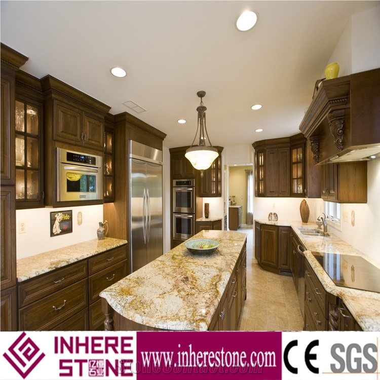 Custom Yellow Marble Kitchen Countertop,Island Top from China