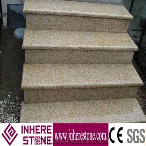 G682 Groove Stair Treads,Yellow Granite Stair Riser,Rusty Granite ...