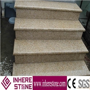 G682 Groove Stair Treads,Yellow Granite Stair Riser,Rusty Granite Staircase Step&Treads