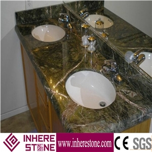 Picasso Green Bathroom Tops/ Splendore Serata Marble Bathroom Vanity/ Radhika Green Countertops