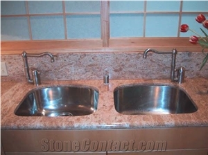 Ivory Brown Granite Bench Top, Pink Granite Kitchen Countertops