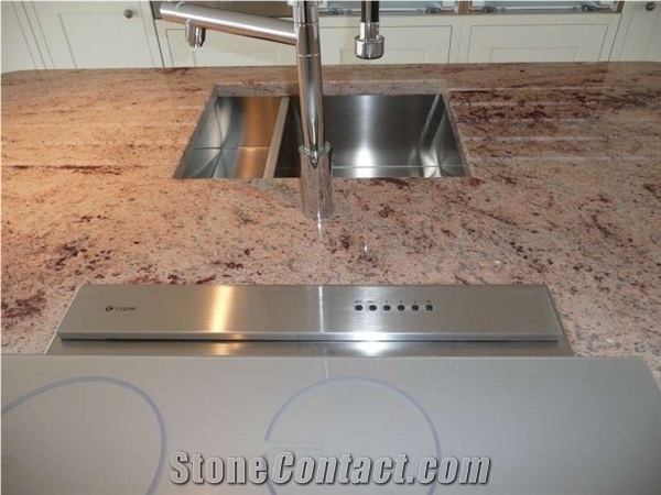 Ivory Brown Granite Bench Top, Pink Granite Kitchen Countertops