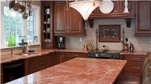 Marble Red Kitchen Countertops, Red Khatam Marble Kitchen Island Tops