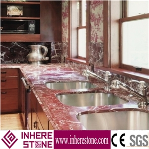 Marble Red Kitchen Countertops, Red Khatam Marble Kitchen Island Tops