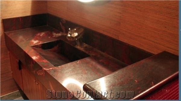 Red Fire Granite Bathroom Vanity Top, Bathroom Countertops