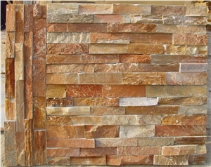 Rusty Stone Wall Decor,Slate Thin Stone Venner,Yellow Wall Cladding,Slate Ledge Stone